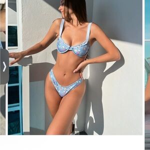 Strawberry Milk Mob Light Blue Floral Bikini